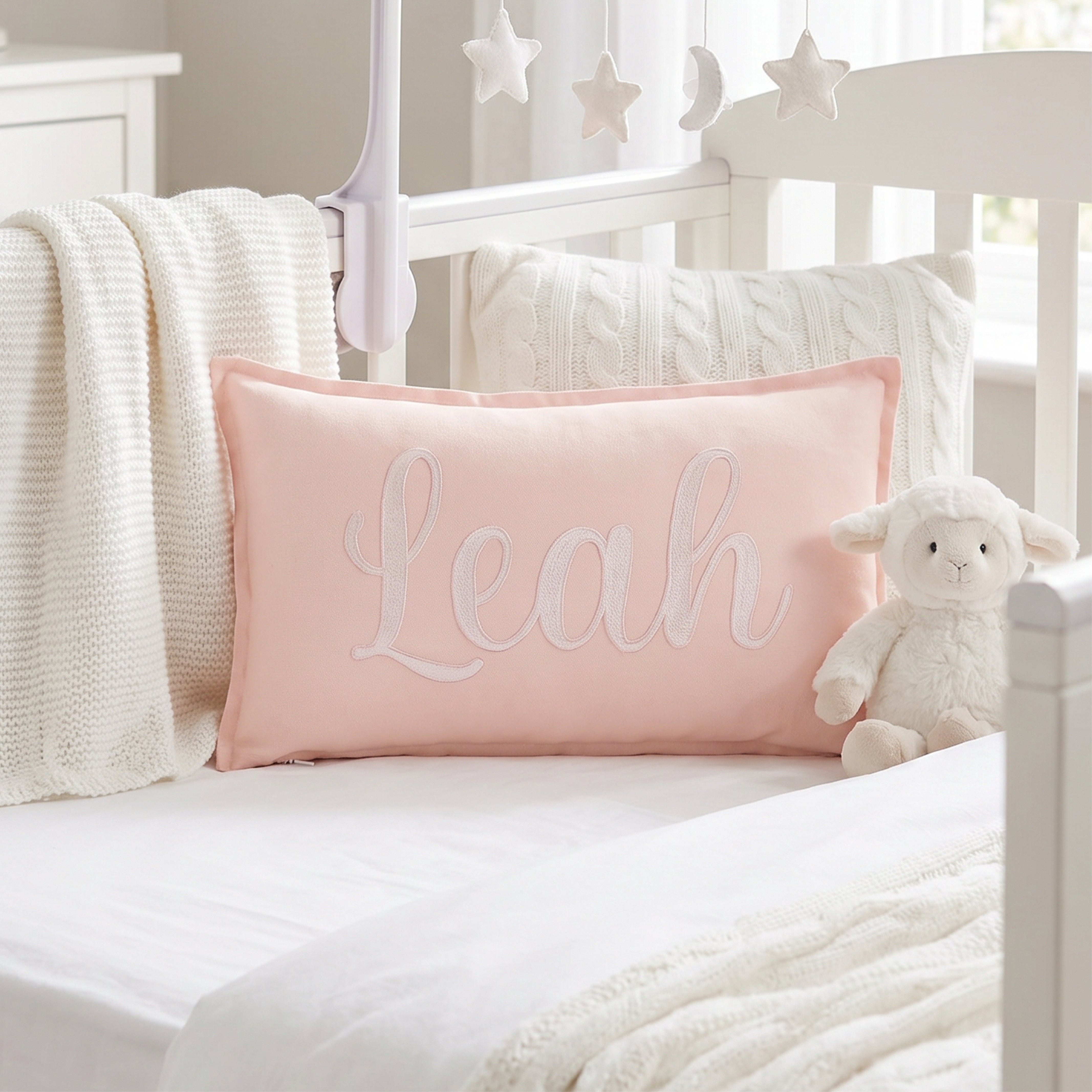 Embroidery Name Cushion - Cursive - Pink