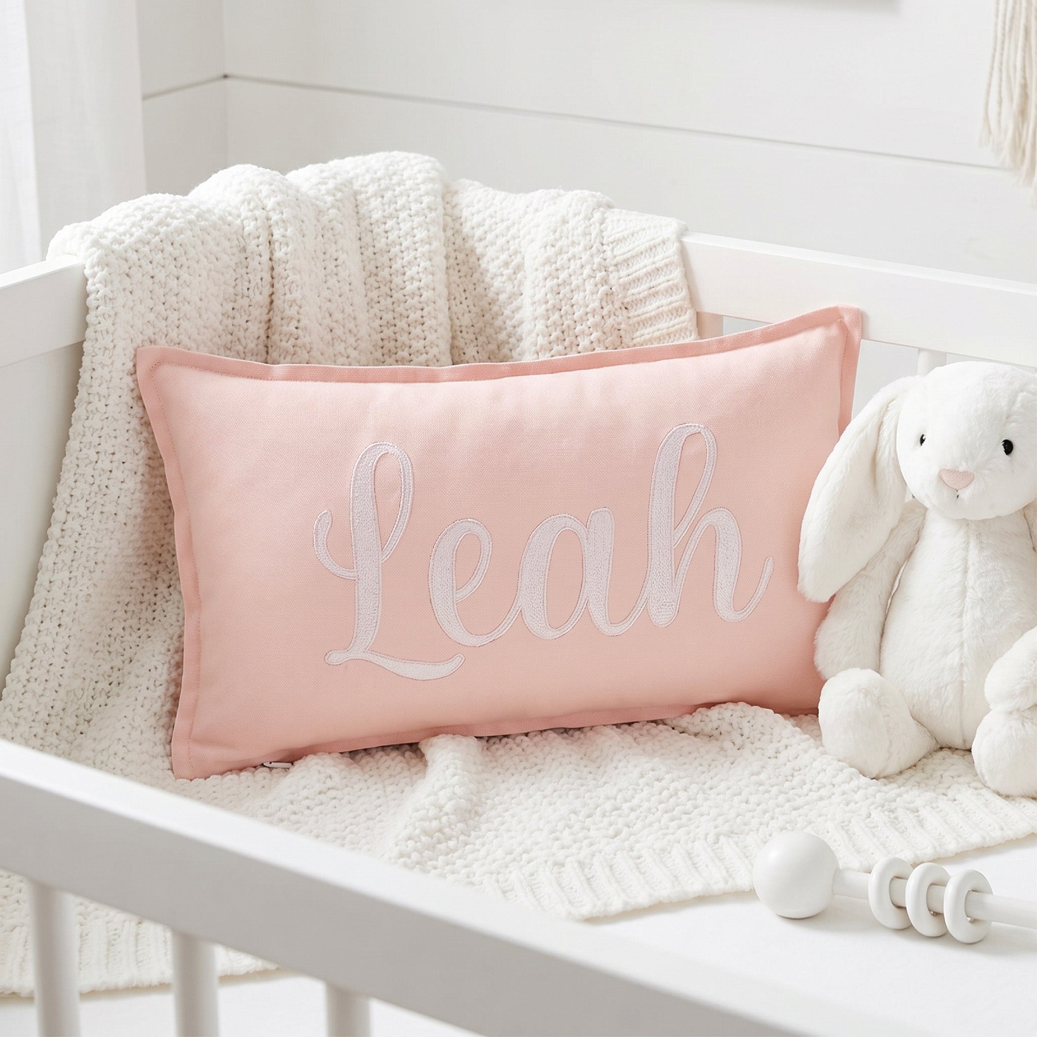 Embroidery Name Cushion - Cursive - Pink