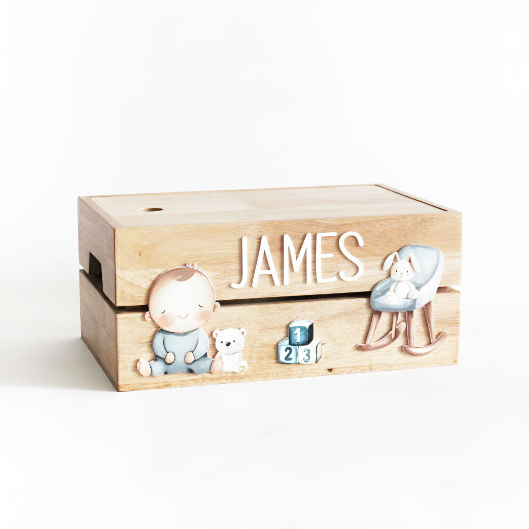 Personalized Wooden Box - Baby Boy Theme