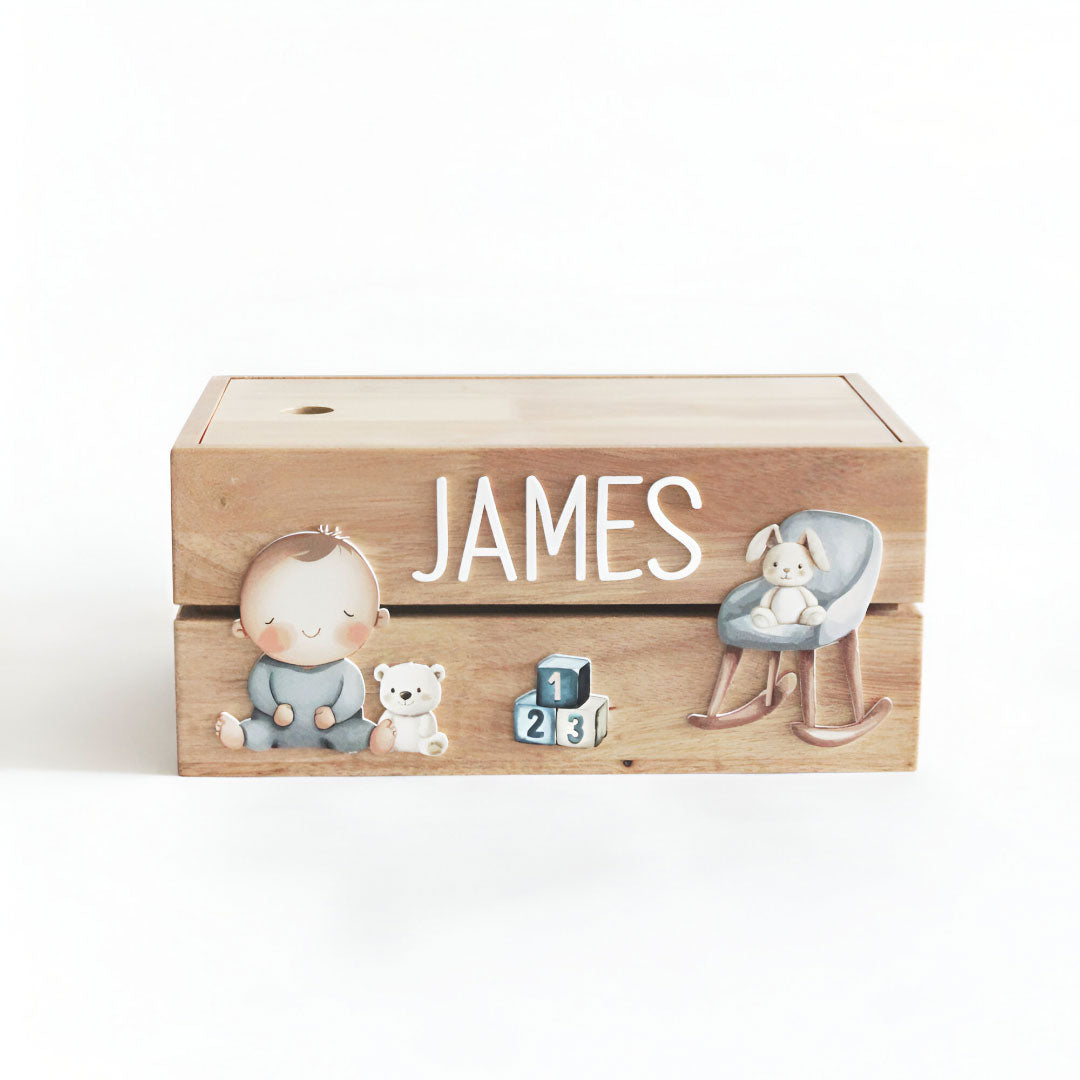 Personalized Wooden Box - Baby Boy Theme