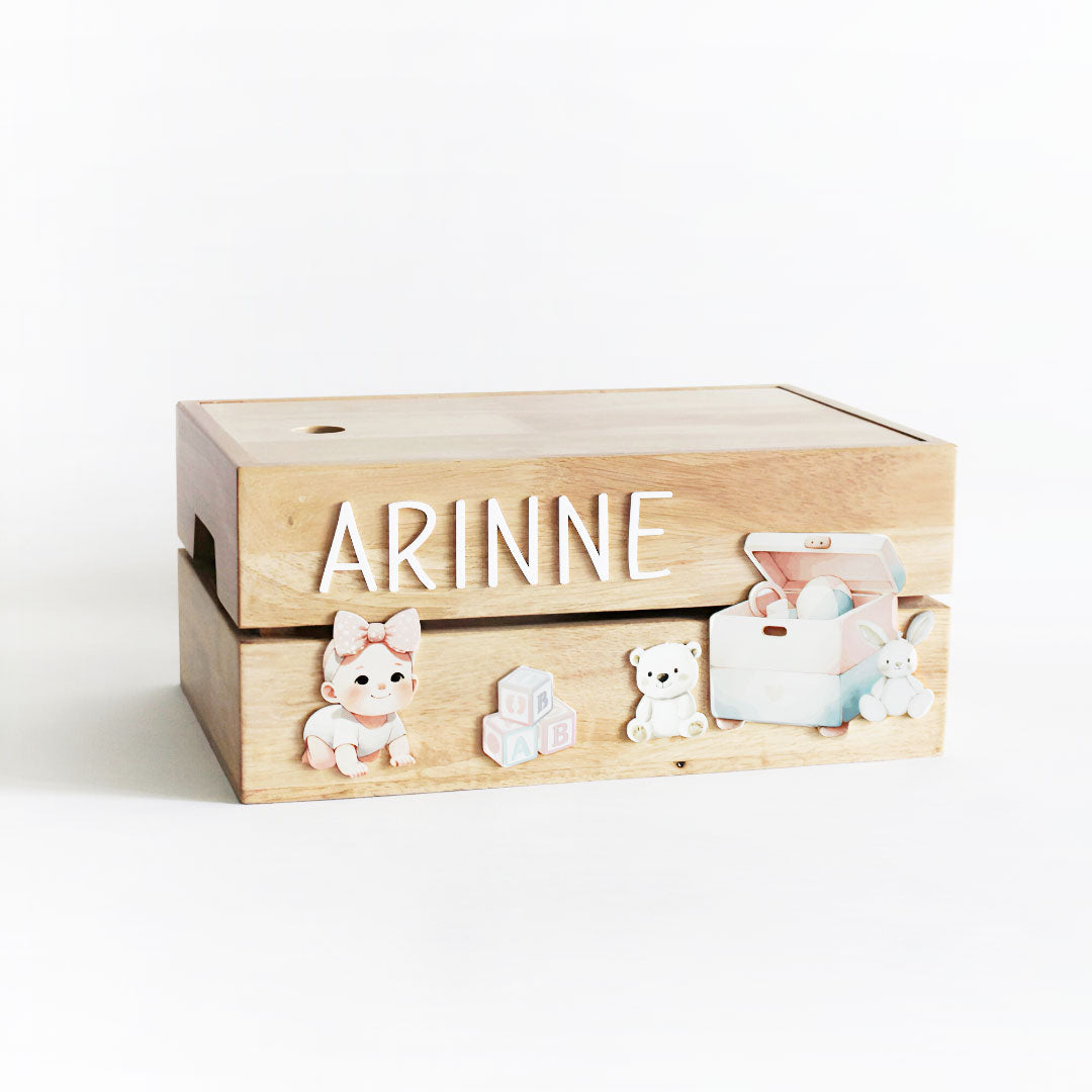 Personalized Wooden Box - Baby Girl Theme