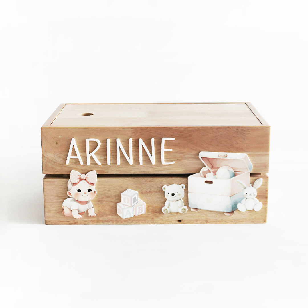 Personalized Wooden Box - Baby Girl Theme