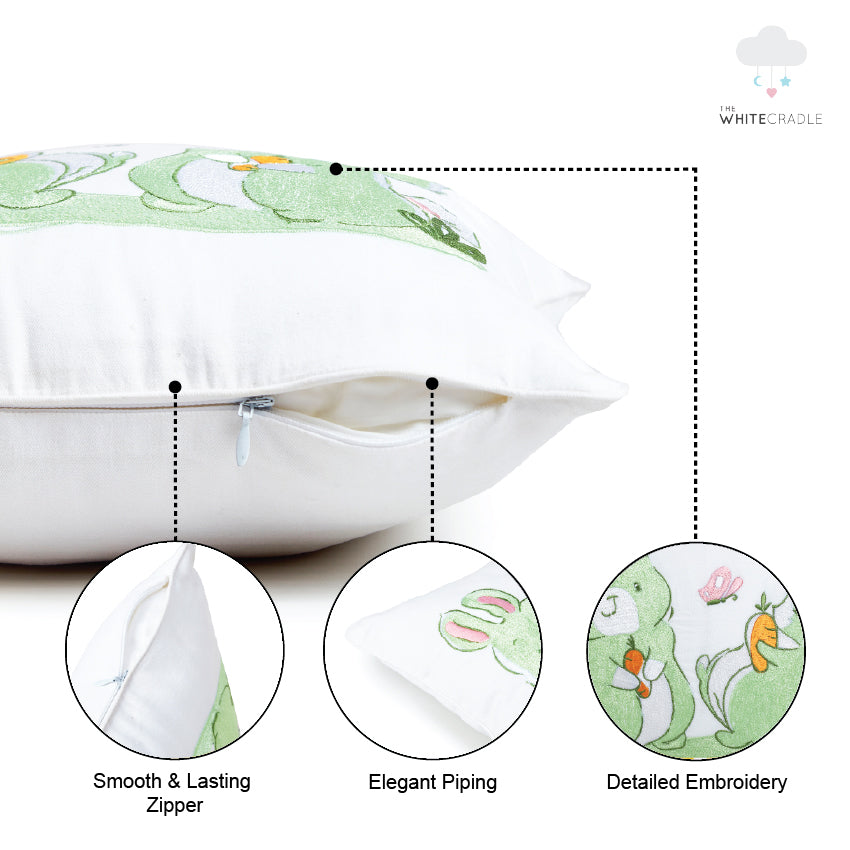 Green Bunny Twill Filled Cotton Pillow 1 Pcs
