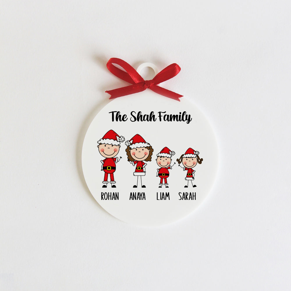 Christmas Family Ornament - 4 people/pets