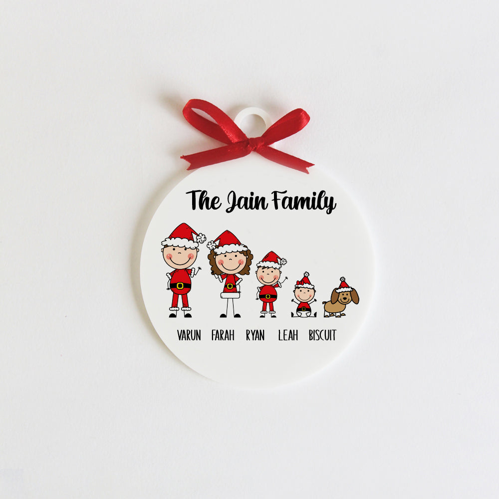 Christmas Family Ornament - 5 people/pets