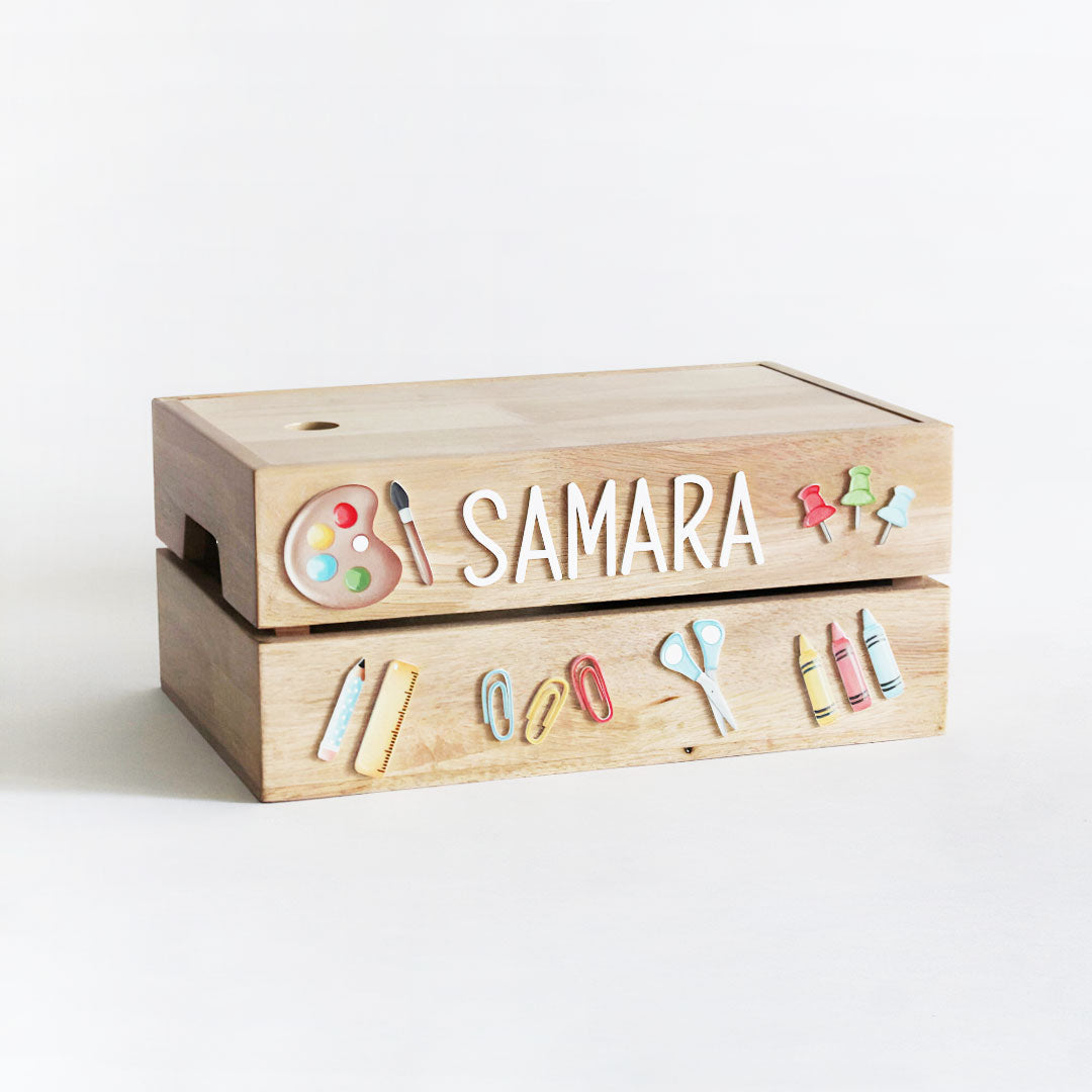 Personalized Wooden Box - Arts & Crafts Theme