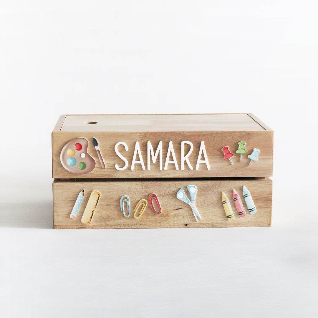 Personalized Wooden Box - Arts & Crafts Theme