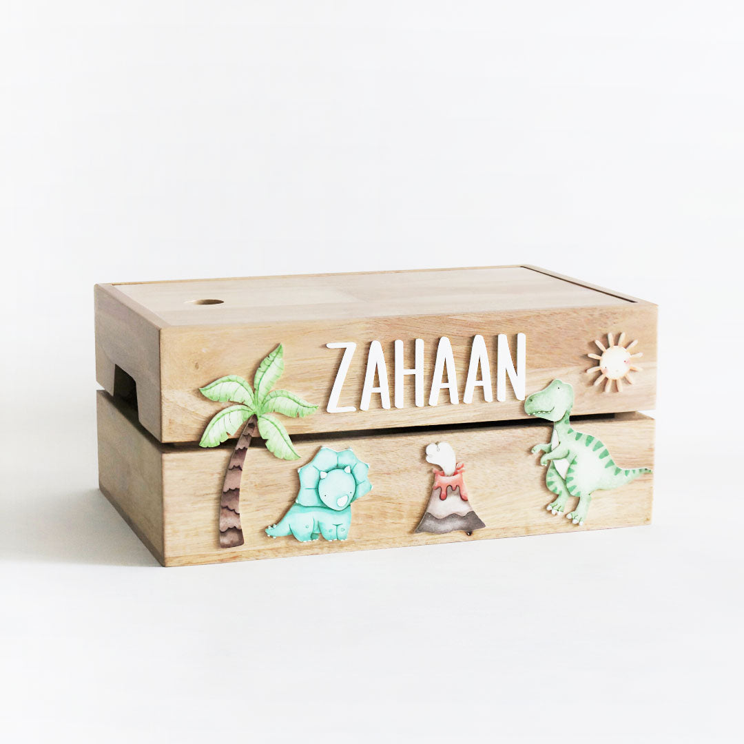 Personalized Wooden Box - Dinosaur Theme