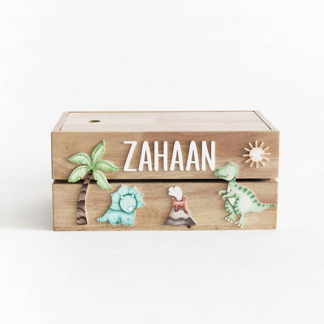 Personalized Wooden Box - Dinosaur Theme