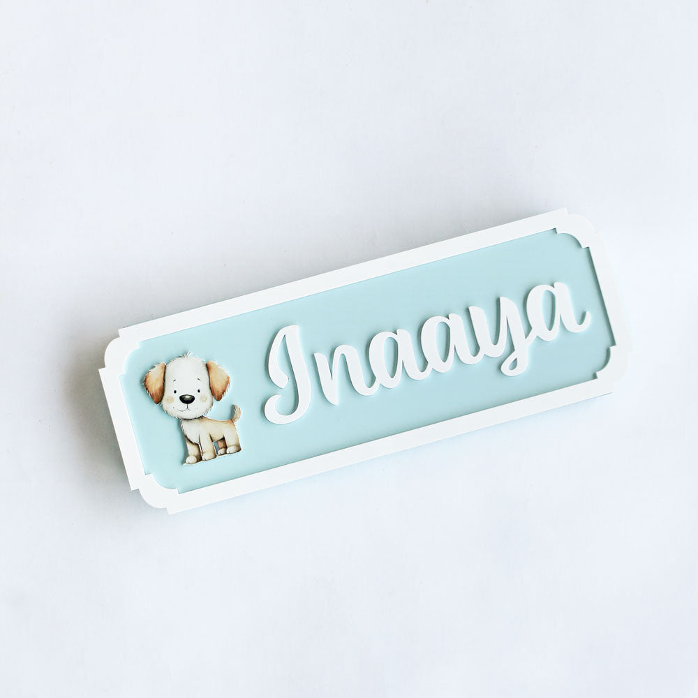 Name Plaque - Doggy - Blue