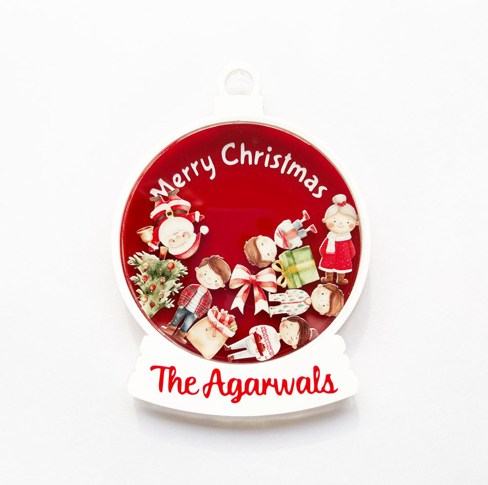 Family Christmas Shaker Ornament - Family of 5