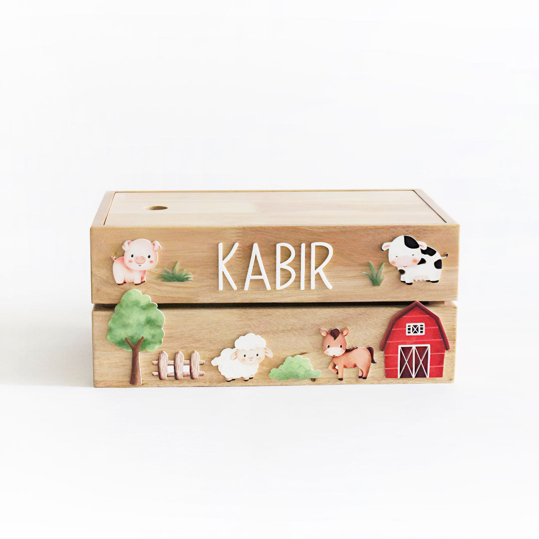 Personalized Wooden Box - Farm Theme