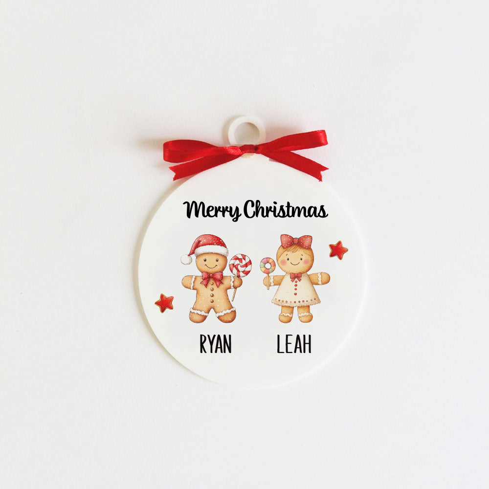 Gingerbread Christmas Family Ornament - 2 people