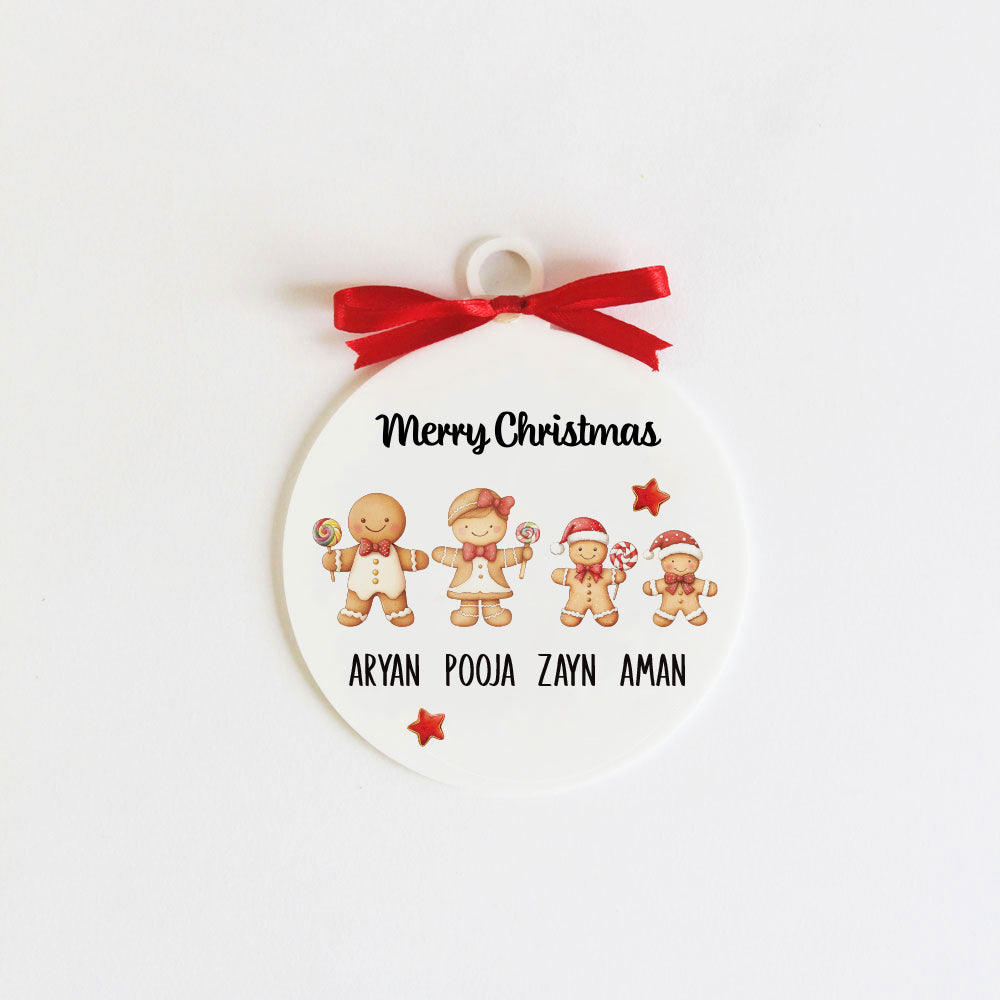 Gingerbread Christmas Family Ornament - 4 people