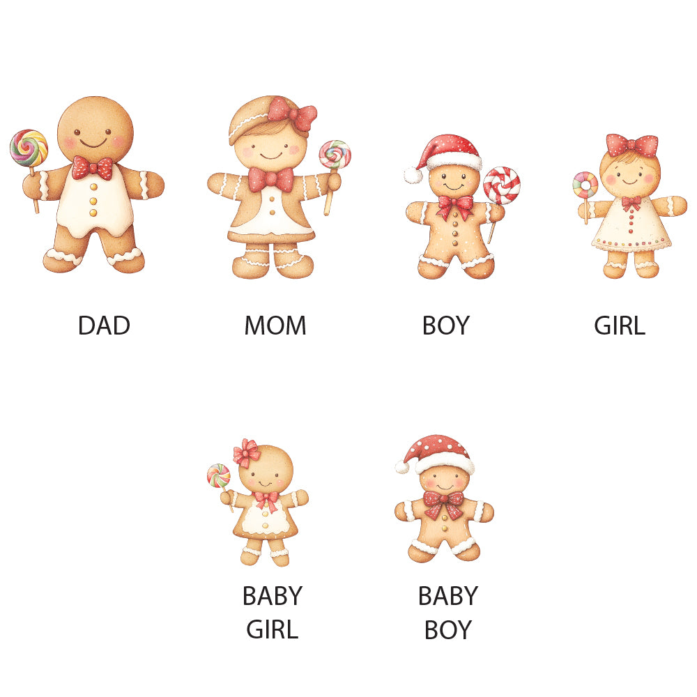 Gingerbread Christmas Family Ornament - 3 people