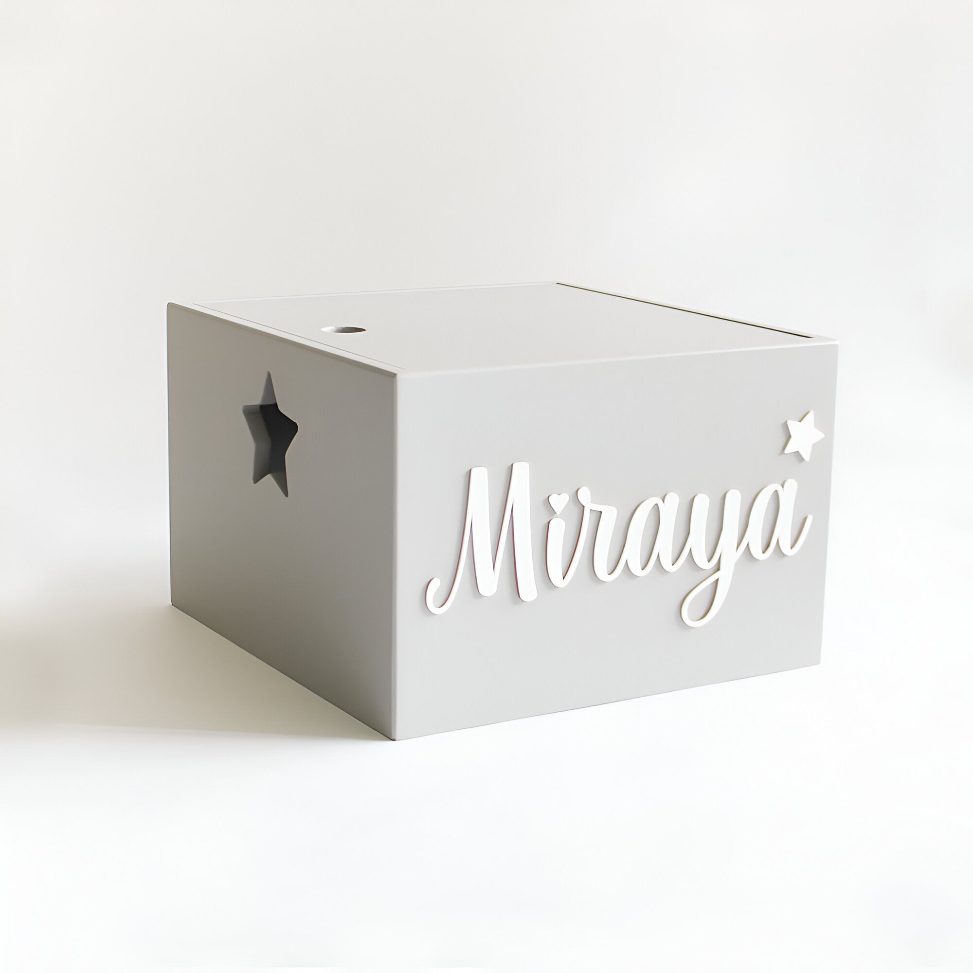 Personalized Star Box Cursive - Grey
