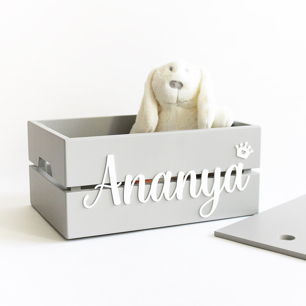 Personalized Name Box Cursive - Grey