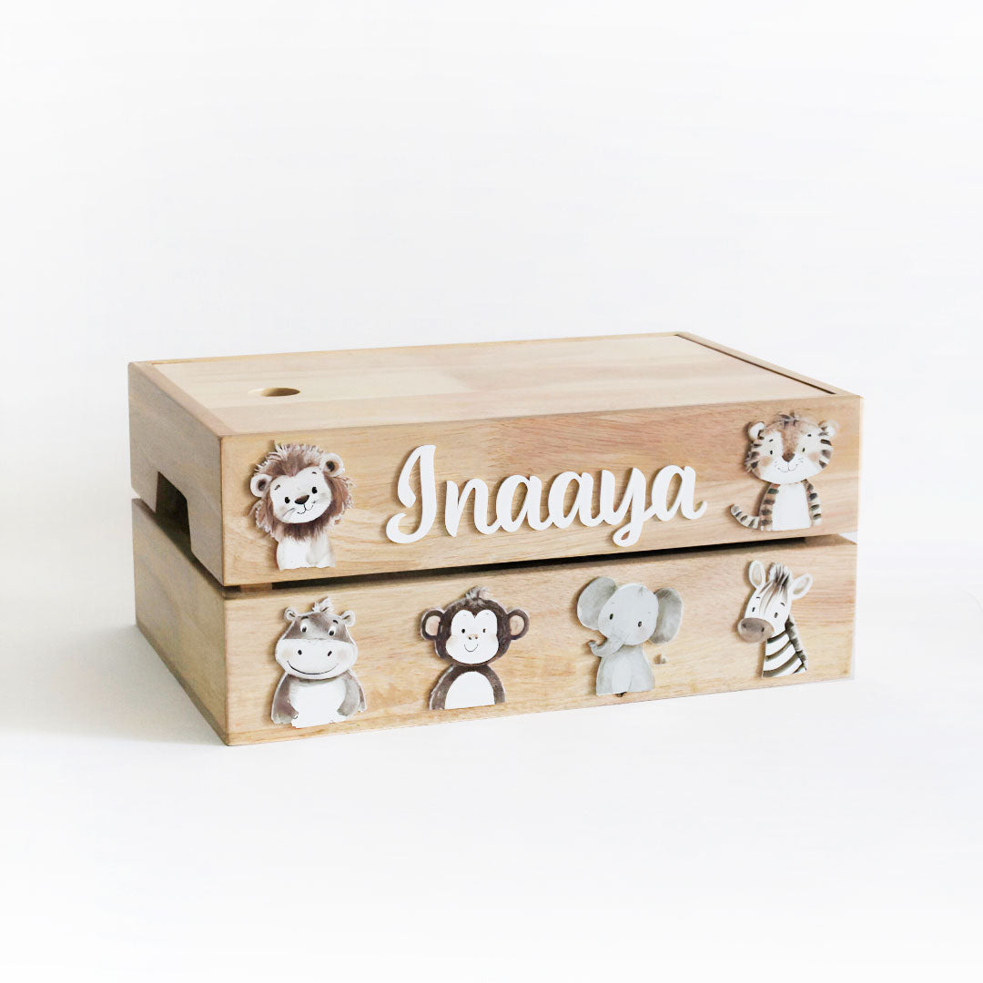 Personalized Wooden Box - Cute Animal Theme