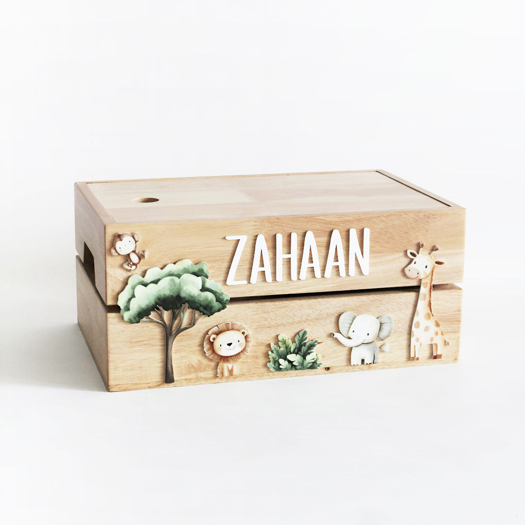 Personalized Wooden Box - Jungle Theme