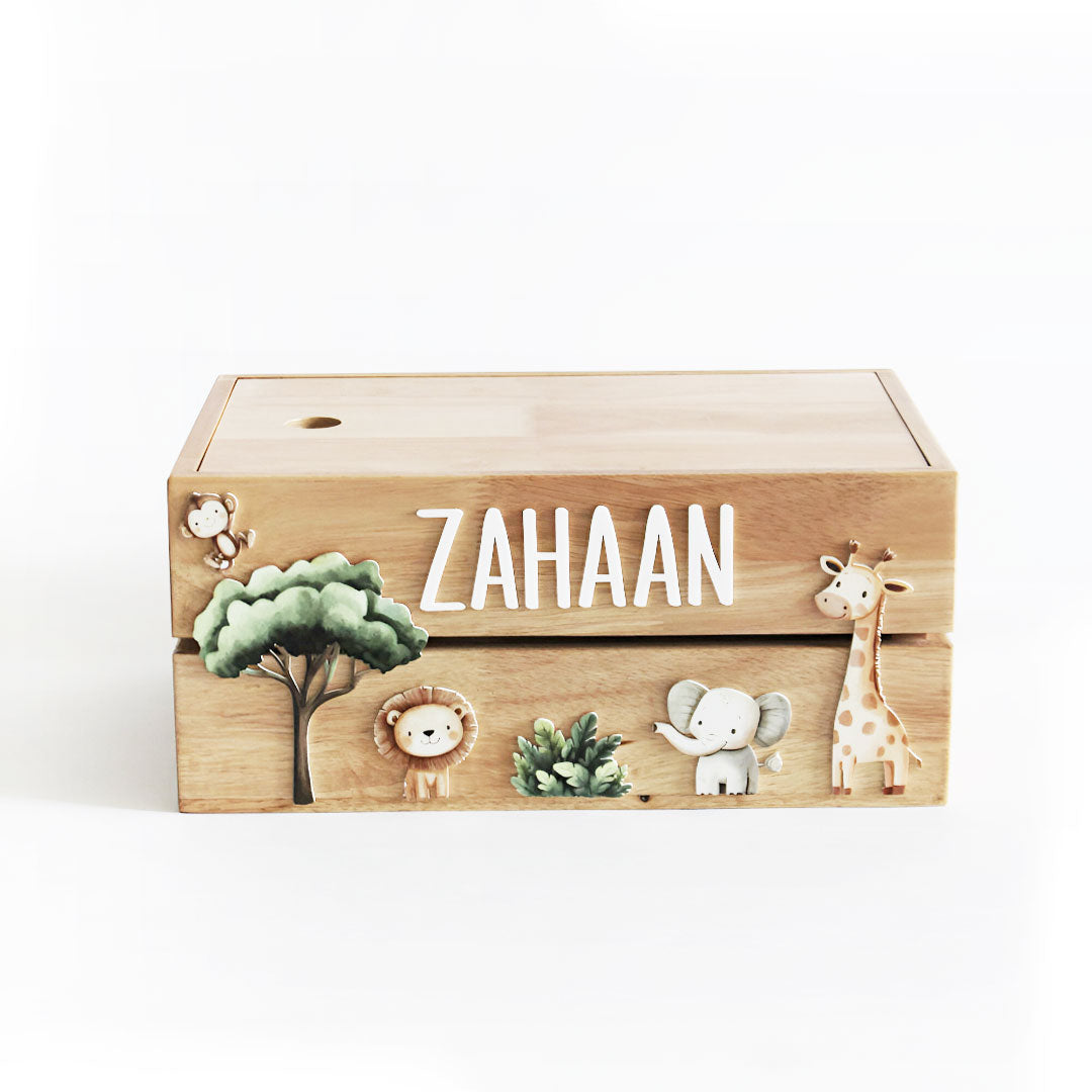 Personalized Wooden Box - Jungle Theme
