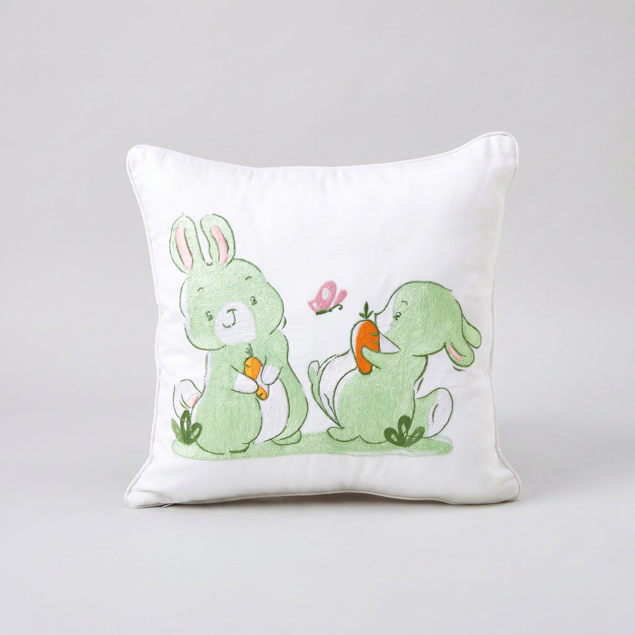 Green Bunny Twill Filled Cotton Pillow 1 Pcs