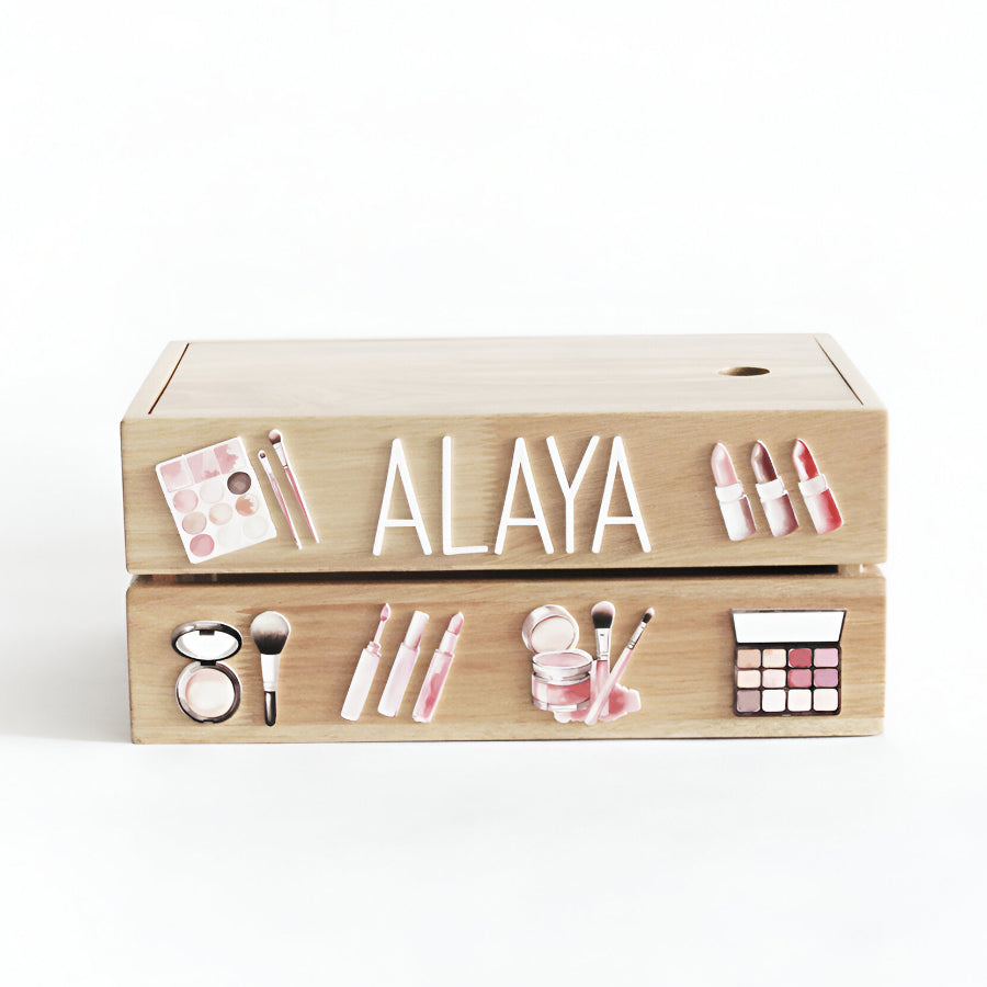 Personalized Wooden Box - Makeup Theme