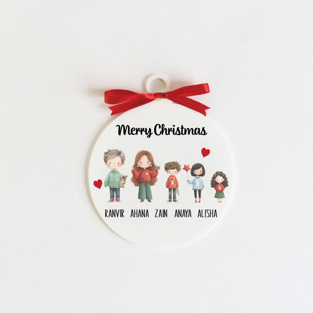New Christmas Family Ornament - 5 people