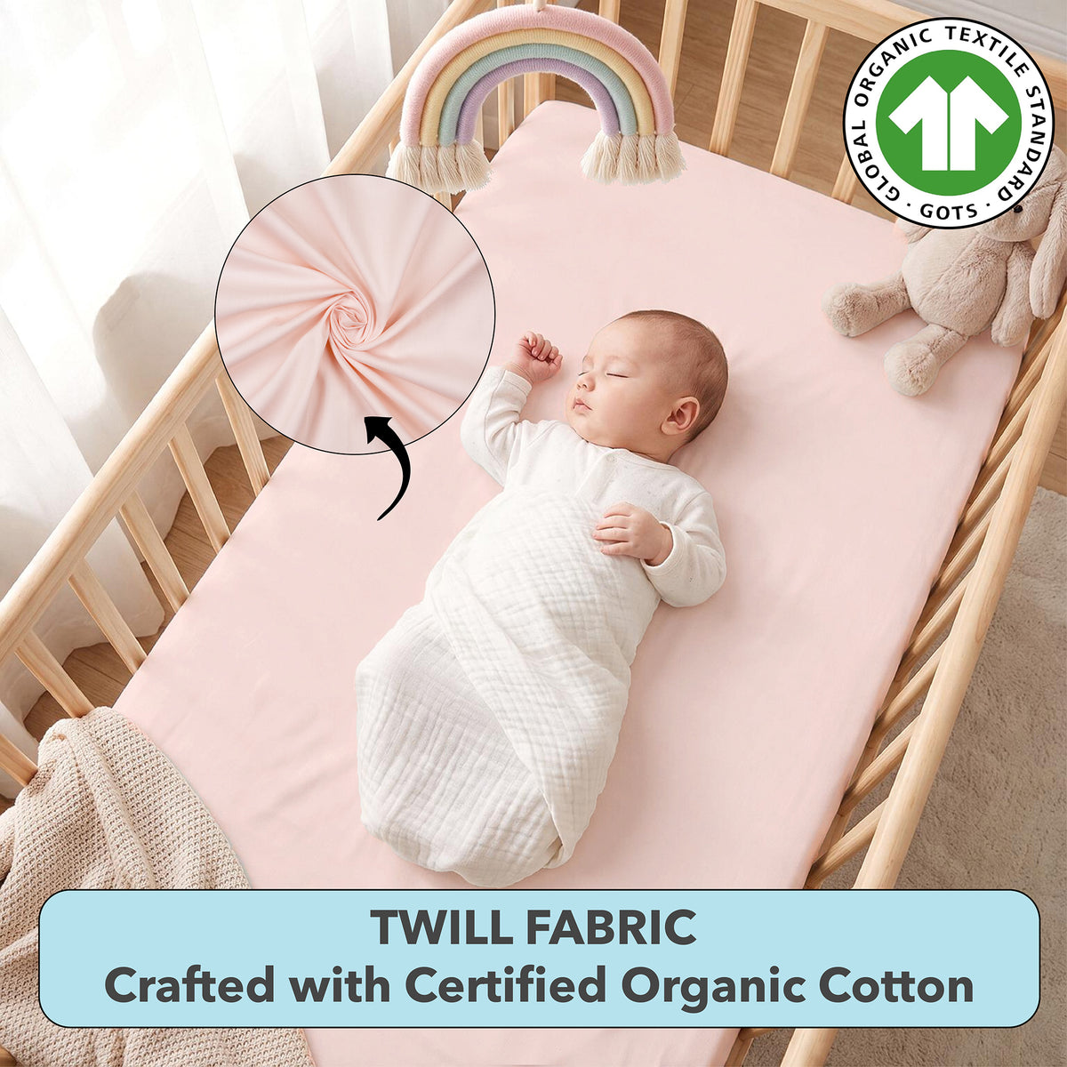 Softest Organic Cotton Crib Sheets in Pastel Colours