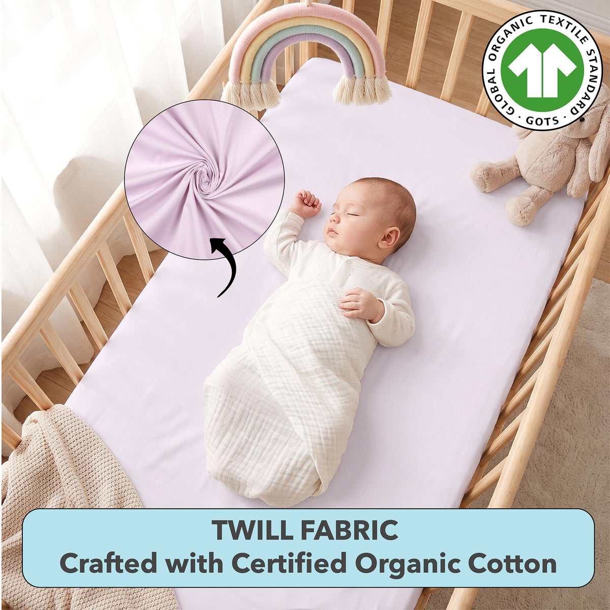 Softest Organic Cotton Crib Sheets in Pastel Colours