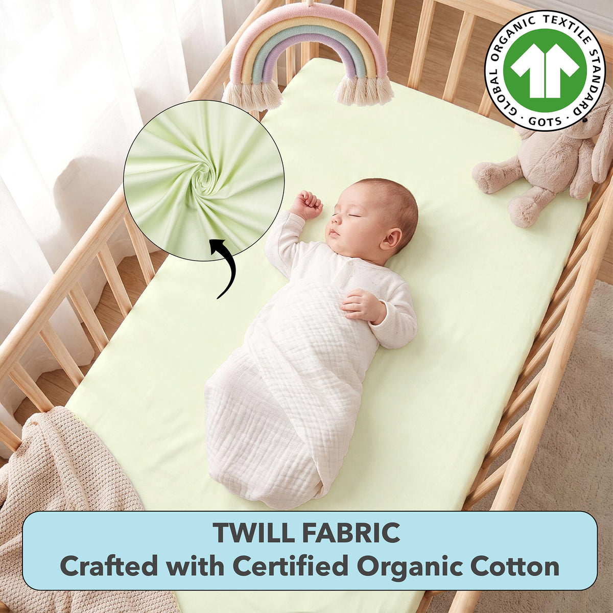 Softest Organic Cotton Crib Sheets in Pastel Colours