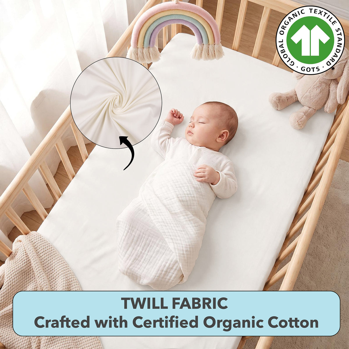 Softest Organic Cotton Crib Sheets in Pastel Colours