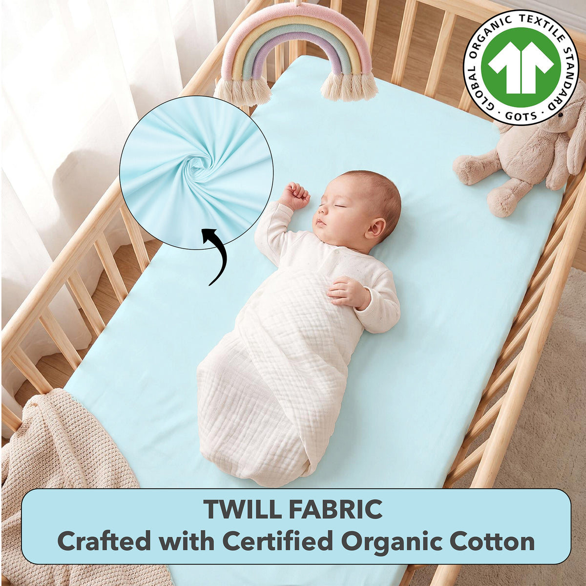Softest Organic Cotton Crib Sheets in Pastel Colours