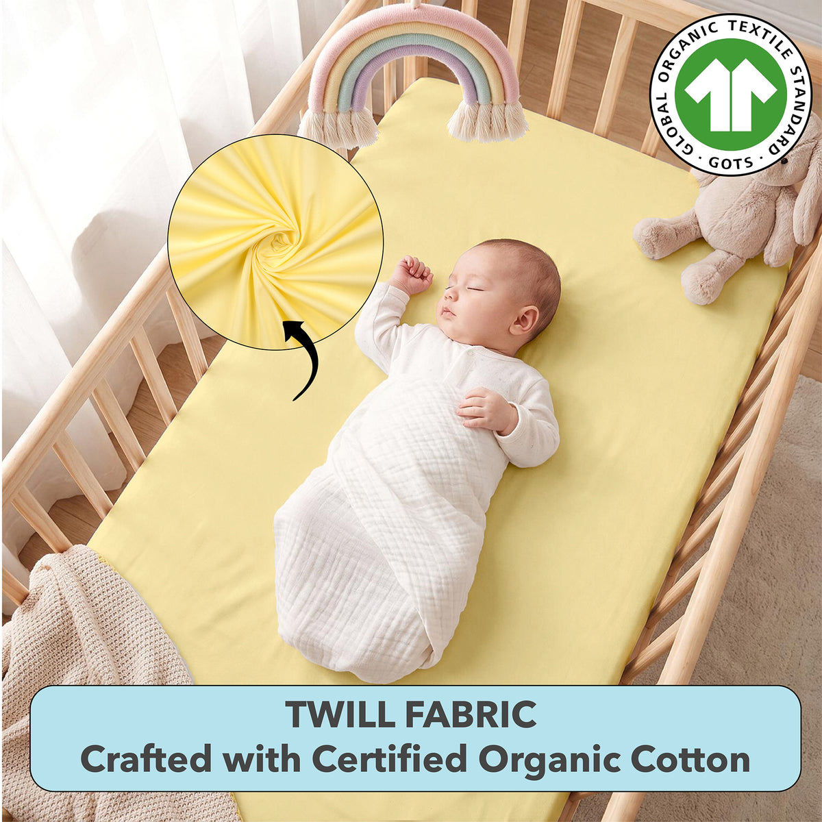 Softest Organic Cotton Crib Sheets in Pastel Colours