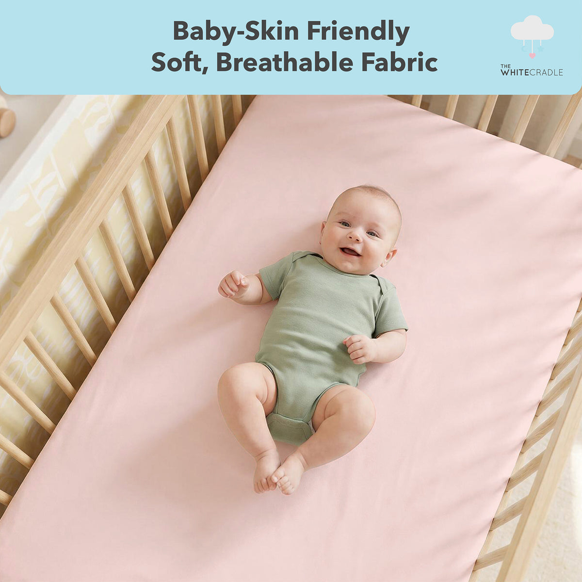 Softest Organic Cotton Crib Sheets in Pastel Colours