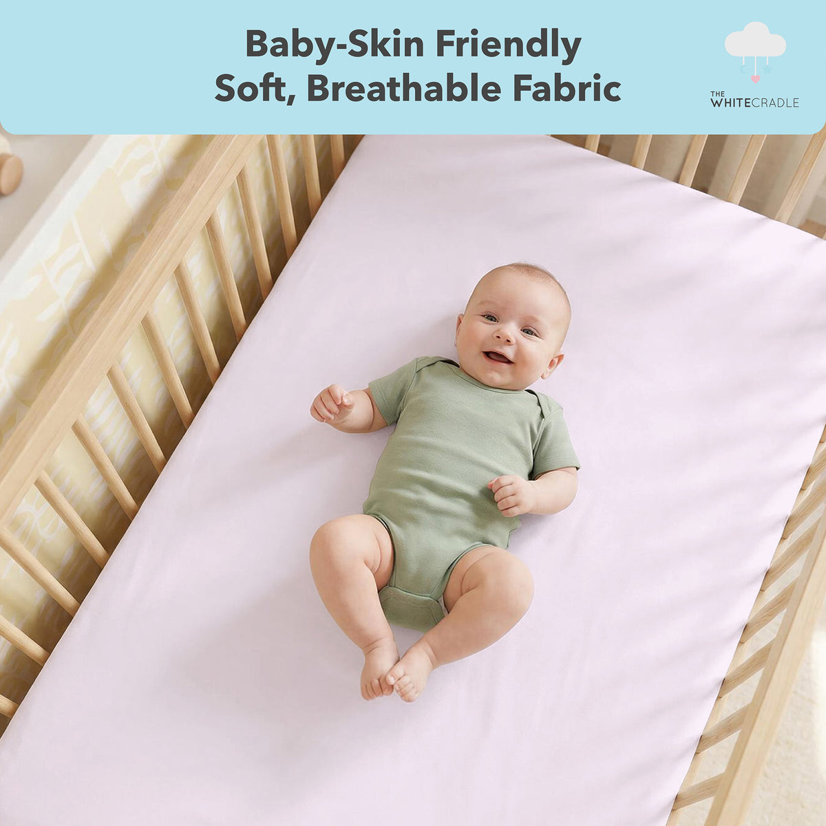 Softest Organic Cotton Crib Sheets in Pastel Colours