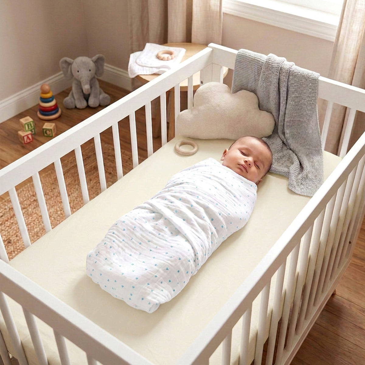 Blue Small Heart Designs Swaddles