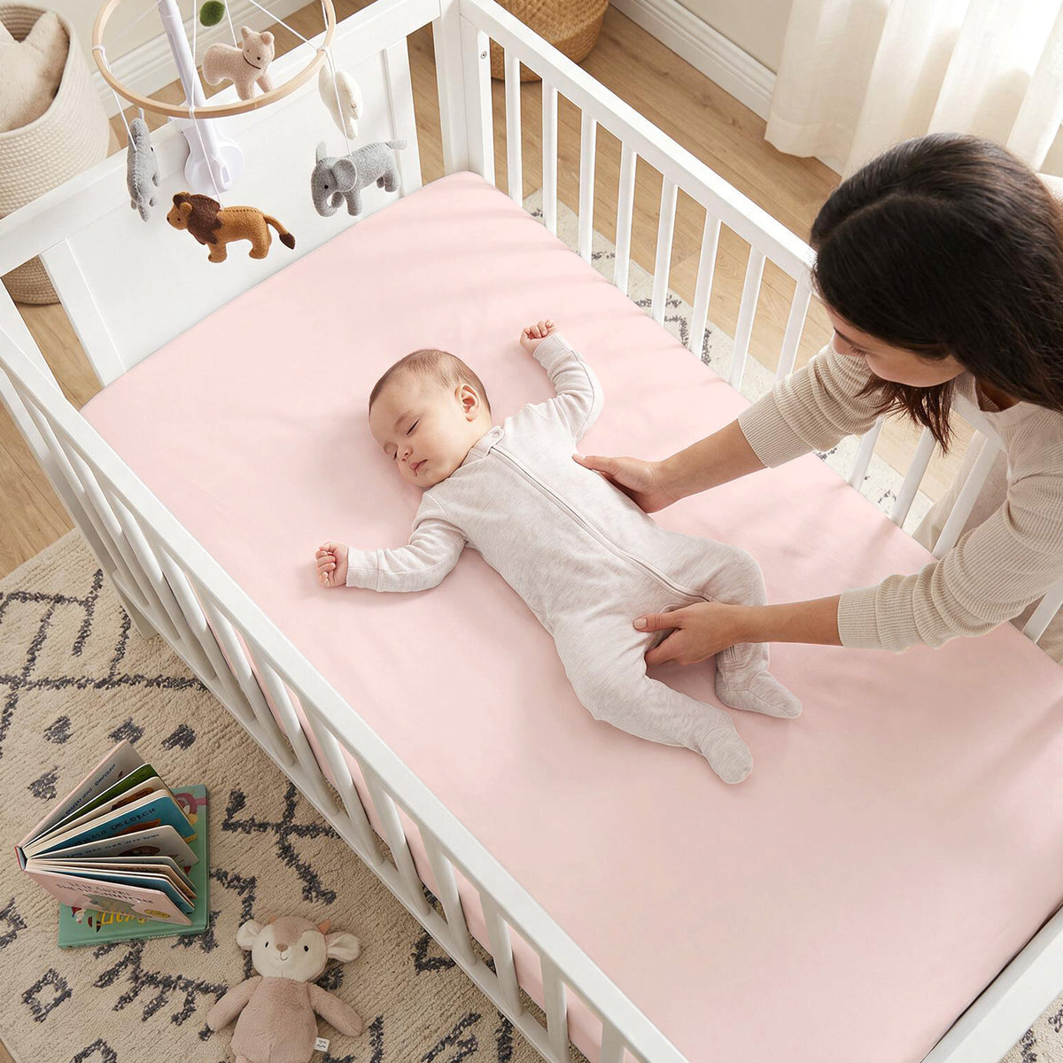 Softest Organic Cotton Crib Sheets in Pastel Colours