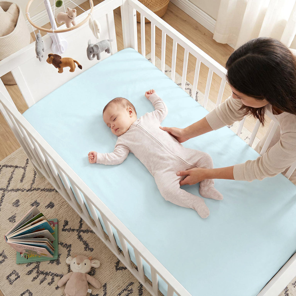 Softest Organic Cotton Crib Sheets in Pastel Colours