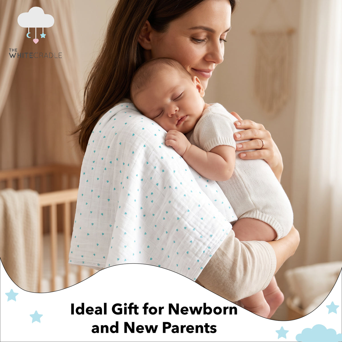 Blue Small Heart Designs Swaddles