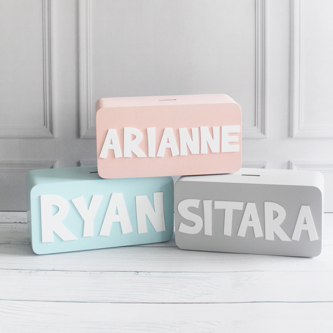 Rectangle Piggy Bank - Grey