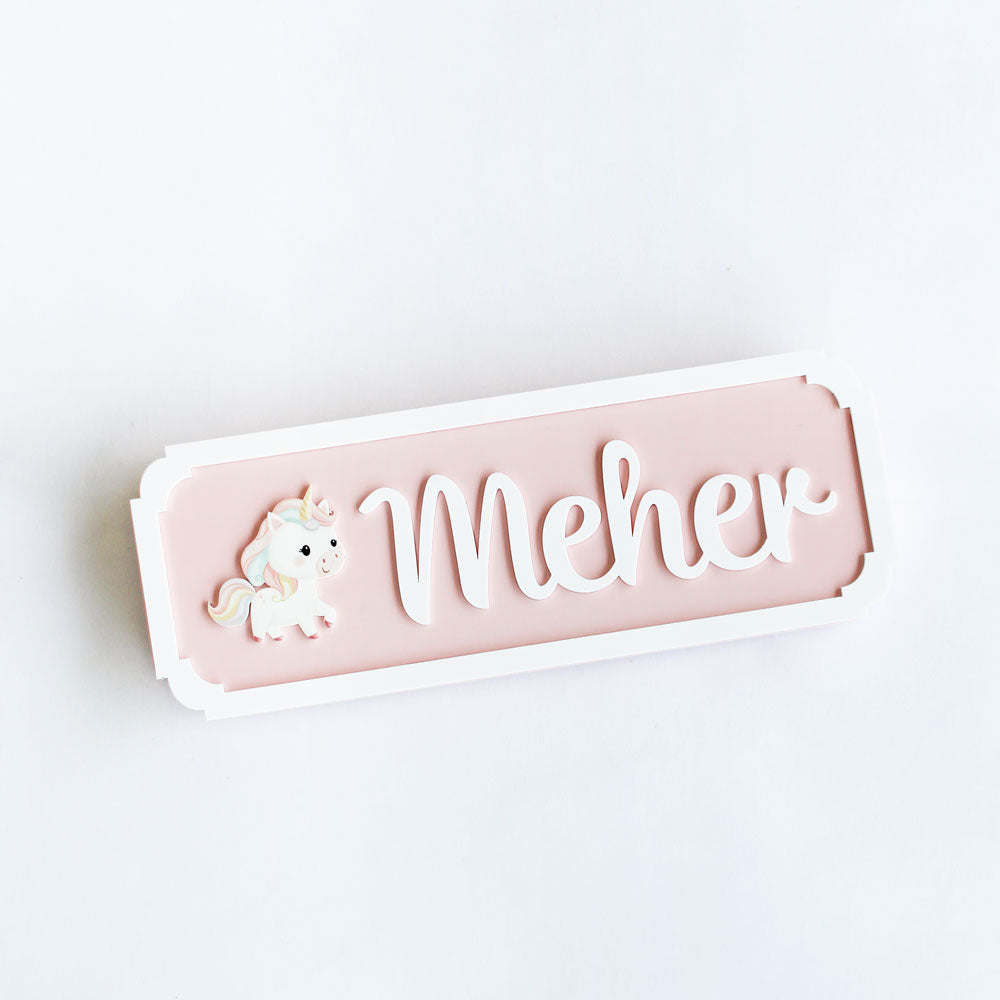 Name Plaque - Unicorn - Pink