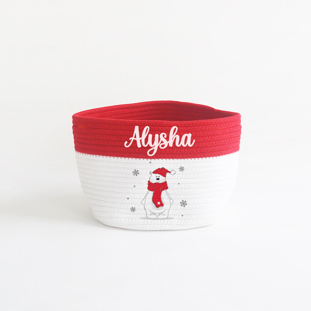 Christmas Basket - Small - Polar Bear - Red/White