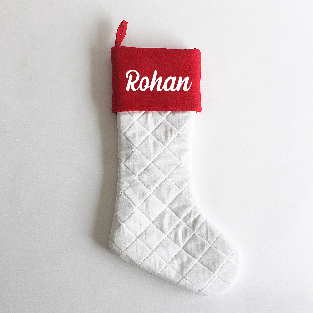 Personalized Stocking - Red Top & White Bottom