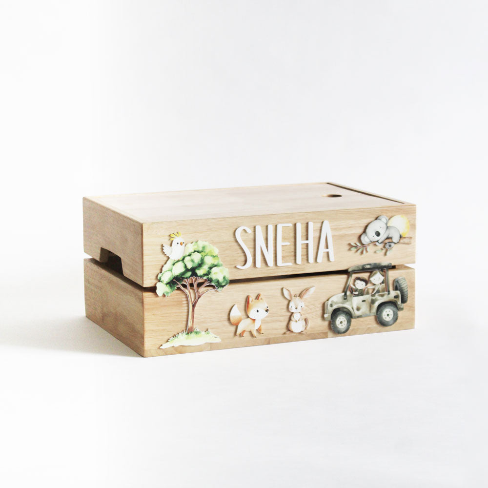 Personalized Wooden Box - Safari Theme