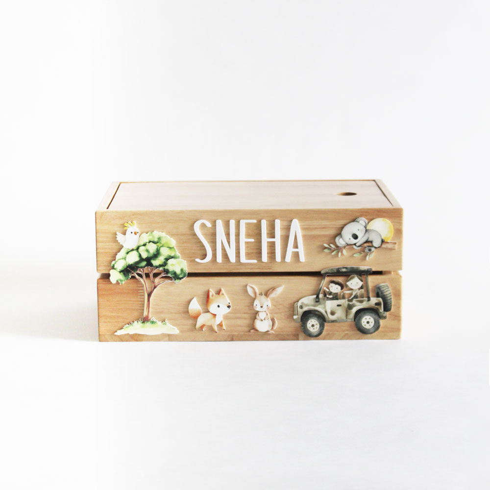 Personalized Wooden Box - Safari Theme