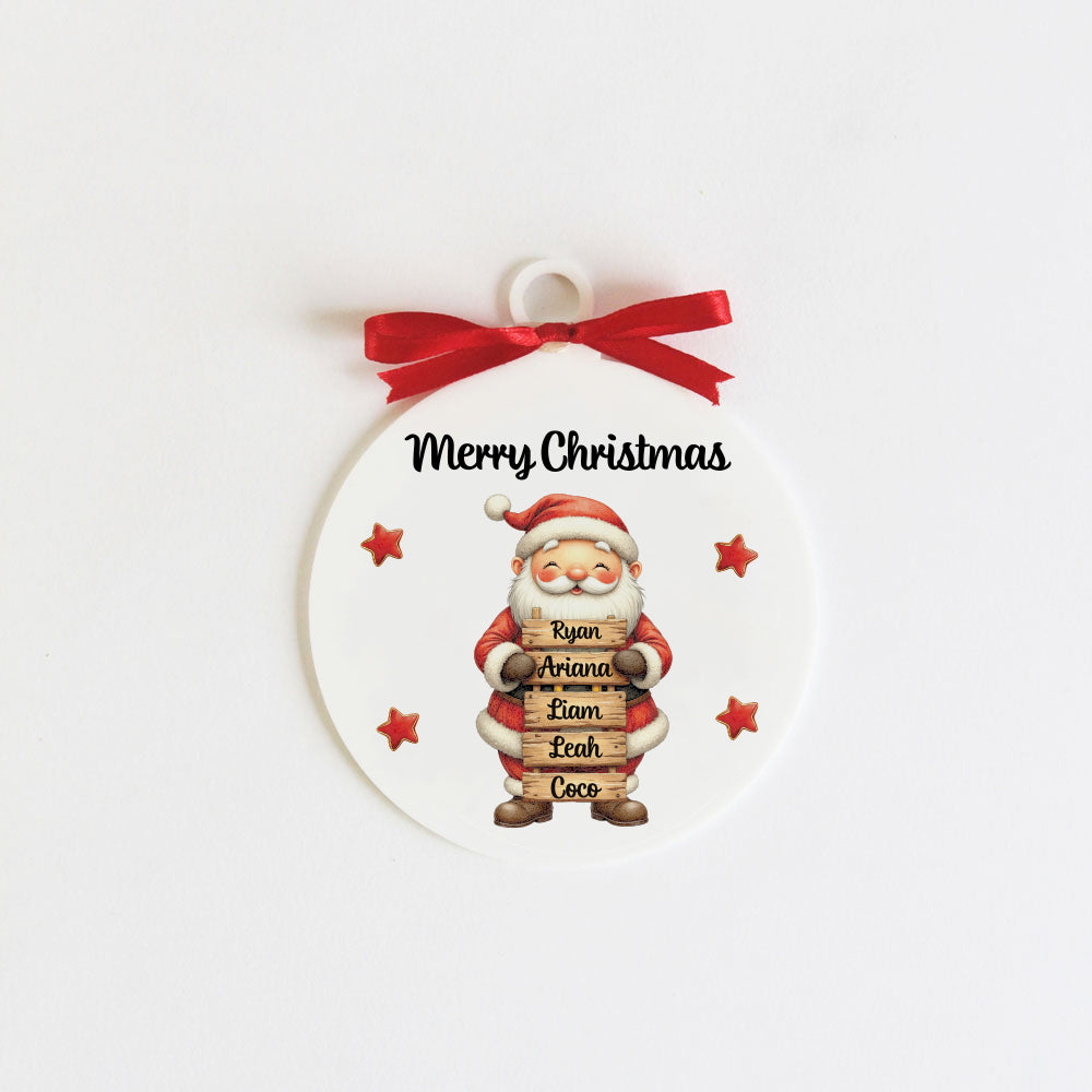 Santa Christmas Family Ornament - 5 people