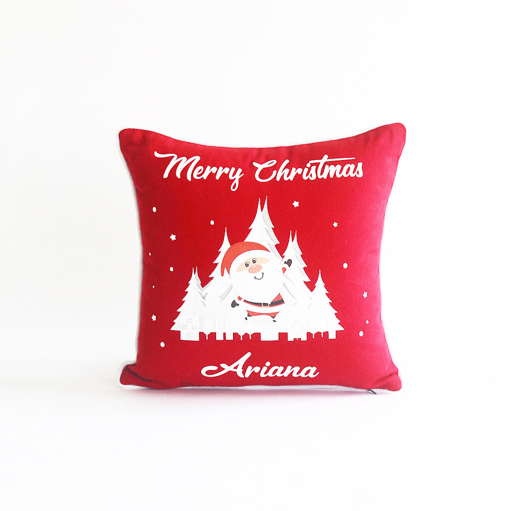 Christmas Santa Cushion with Name - Red