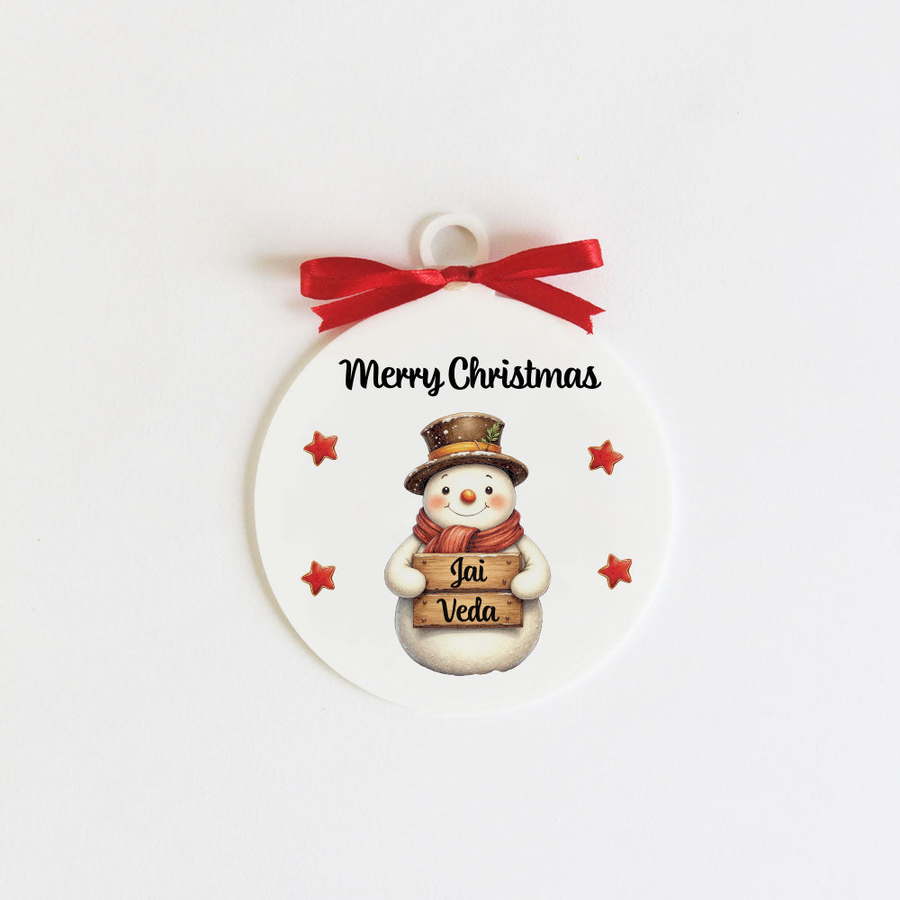 Snowman Christmas Family Ornament - 2 people