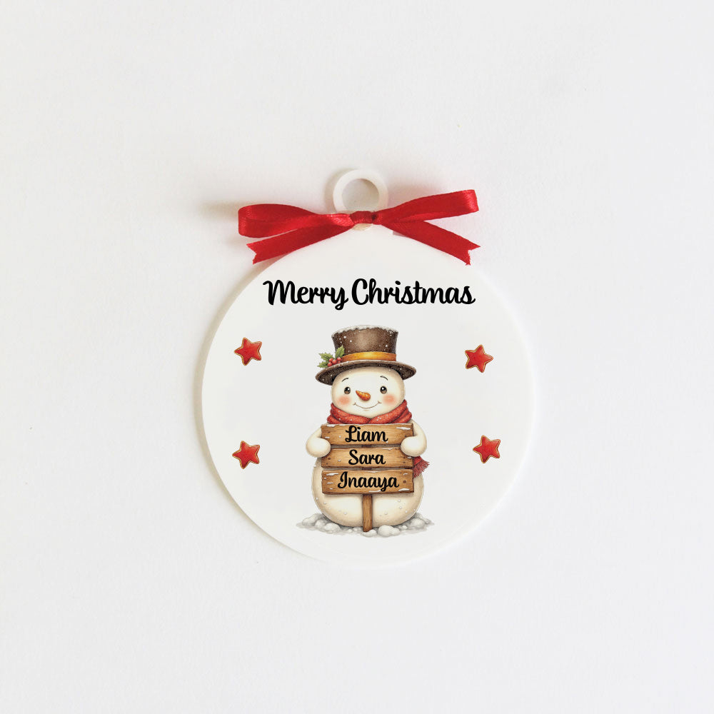 Snowman Christmas Family Ornament - 3 people
