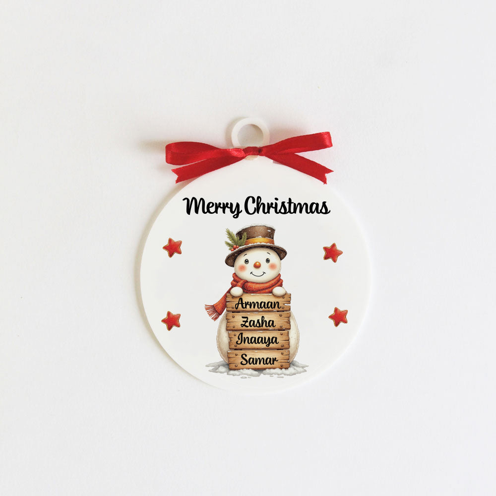 Snowman Christmas Family Ornament - 4 people